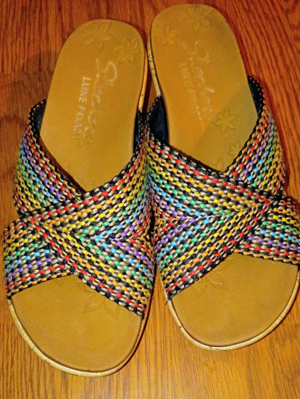 Skechers Women's Rainbow Woven Crisscross Slip-On Mules